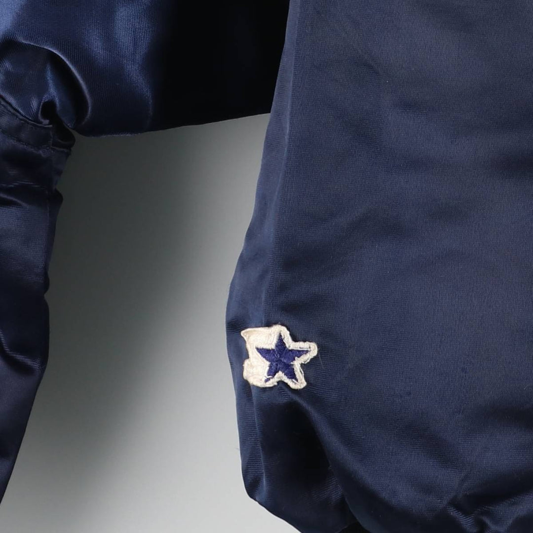 1980'S Starter Penn State University Padded College Nylon Stadium Jacket, Award Winning, Made in USA, Men's Size Medium Nylon navy blue type Vintage Second Hand