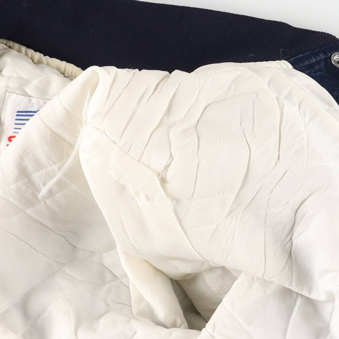 1980'S Starter Penn State University Padded College Nylon Stadium Jacket, Award Winning, Made in USA, Men's Size Medium Nylon navy blue type Vintage Second Hand