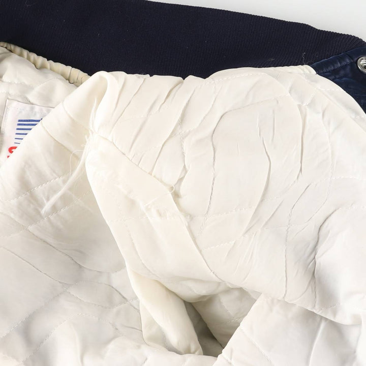 1980'S Starter Penn State University Padded College Nylon Stadium Jacket, Award Winning, Made in USA, Men's Size Medium Nylon navy blue type Vintage Second Hand