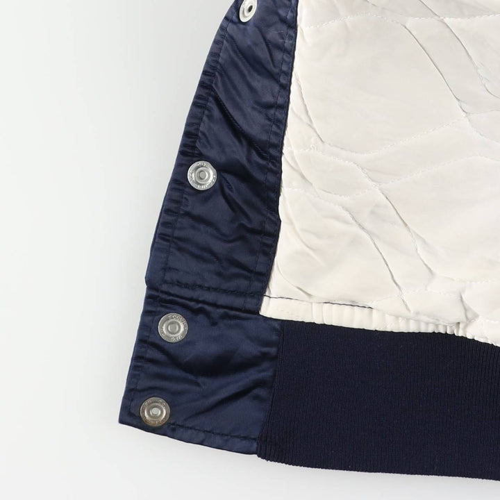 1980'S Starter Penn State University Padded College Nylon Stadium Jacket, Award Winning, Made in USA, Men's Size Medium Nylon navy blue type Vintage Second Hand