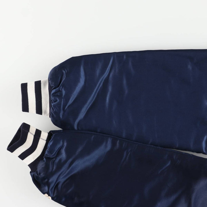 1980'S Starter Penn State University Padded College Nylon Stadium Jacket, Award Winning, Made in USA, Men's Size Medium Nylon navy blue type Vintage Second Hand