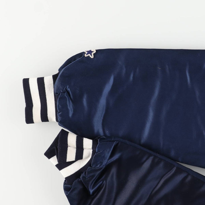 1980'S Starter Penn State University Padded College Nylon Stadium Jacket, Award Winning, Made in USA, Men's Size Medium Nylon navy blue type Vintage Second Hand