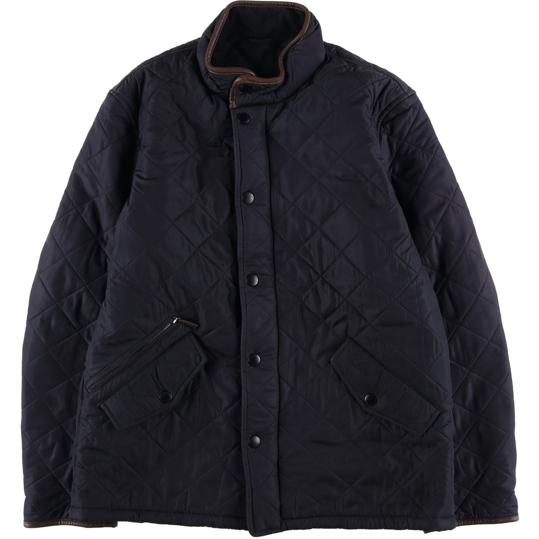2000s~ Barbour Powell 3 Warrant Quilted Jacket, Men's Size L polyester navy blue type Vintage Second Hand