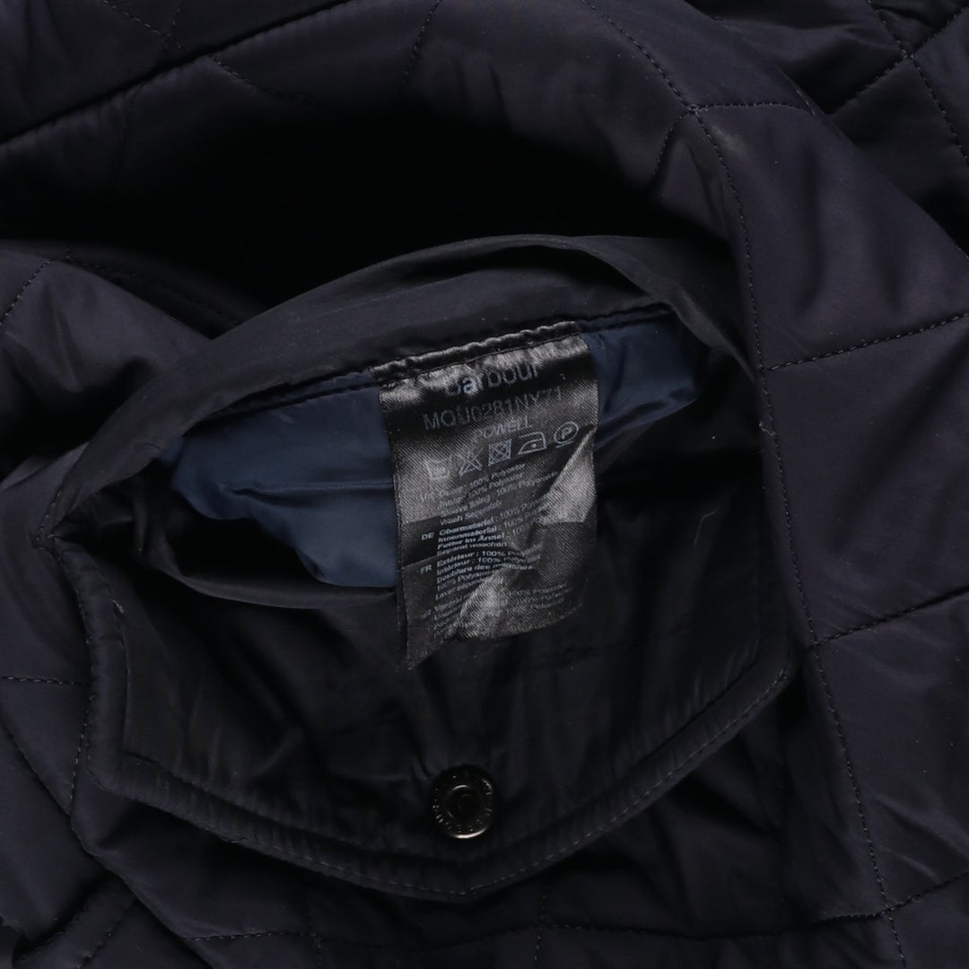 2000s~ Barbour Powell 3 Warrant Quilted Jacket, Men's Size L polyester navy blue type Vintage Second Hand