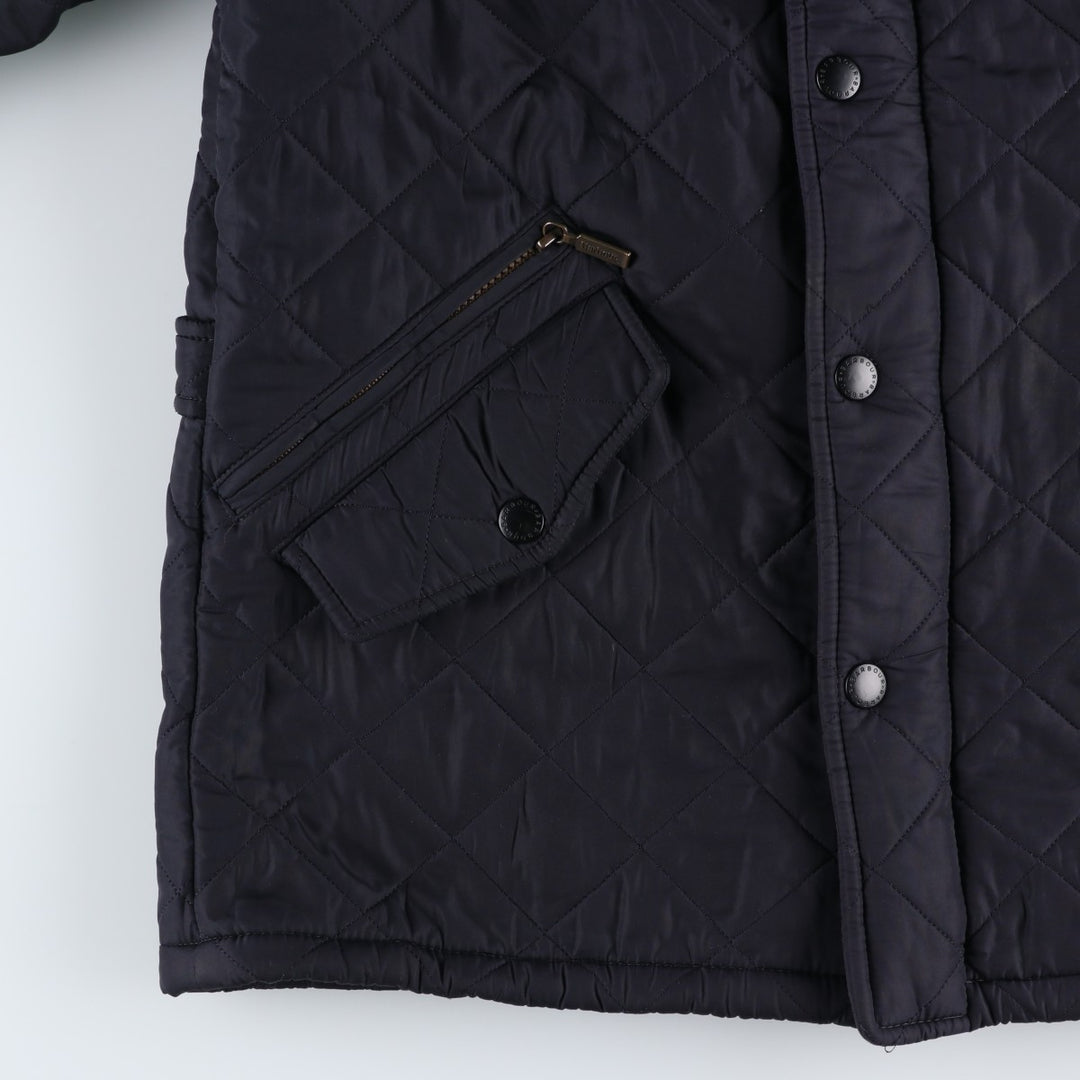 2000s~ Barbour Powell 3 Warrant Quilted Jacket, Men's Size L polyester navy blue type Vintage Second Hand