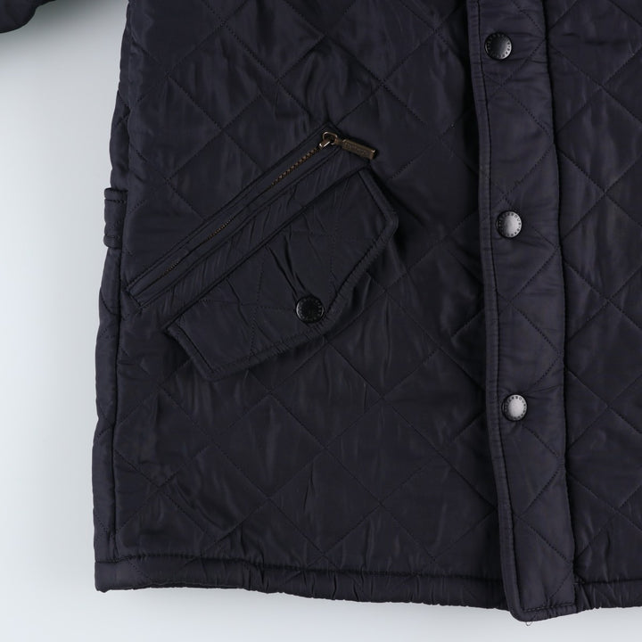2000s~ Barbour Powell 3 Warrant Quilted Jacket, Men's Size L polyester navy blue type Vintage Second Hand