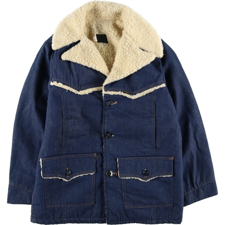 Vintage 1970'S Sears ROEBUCKS denim boa lunch coat, men's size M unclear blue type Vintage Second Hand