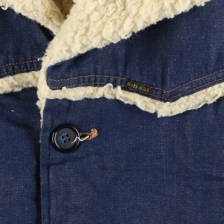 Vintage 1970'S Sears ROEBUCKS denim boa lunch coat, men's size M unclear blue type Vintage Second Hand