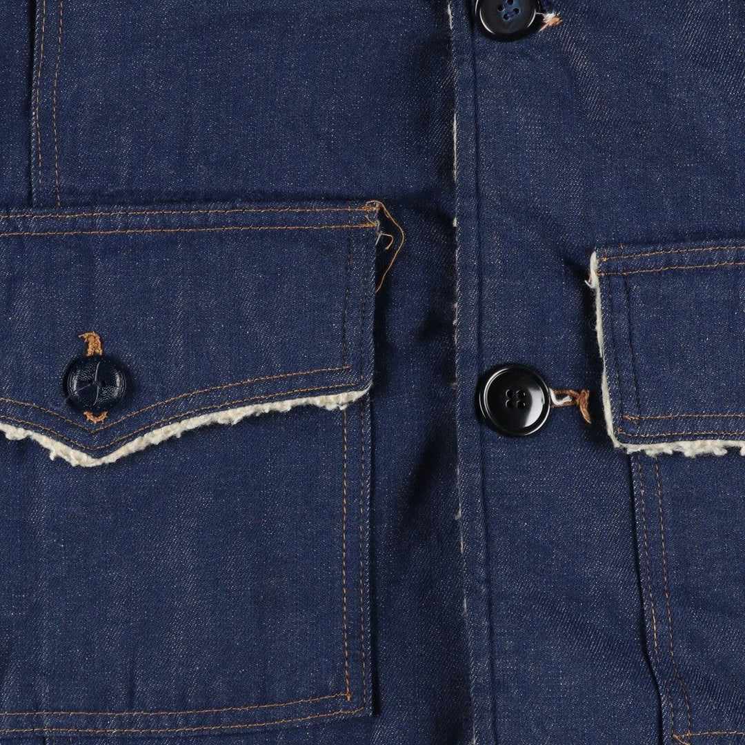 Vintage 1970'S Sears ROEBUCKS denim boa lunch coat, men's size M unclear blue type Vintage Second Hand