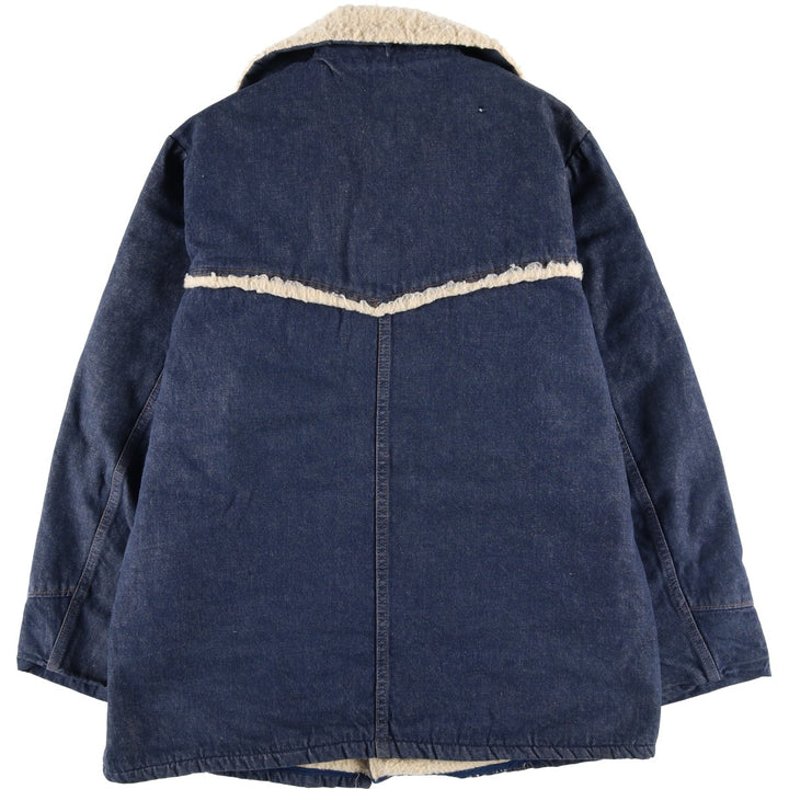 Vintage 1970'S Sears ROEBUCKS butt-dyed denim boa lunch coat, men's size L unclear blue type Vintage Second Hand