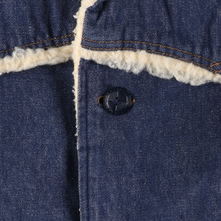 Vintage 1970'S Sears ROEBUCKS butt-dyed denim boa lunch coat, men's size L unclear blue type Vintage Second Hand