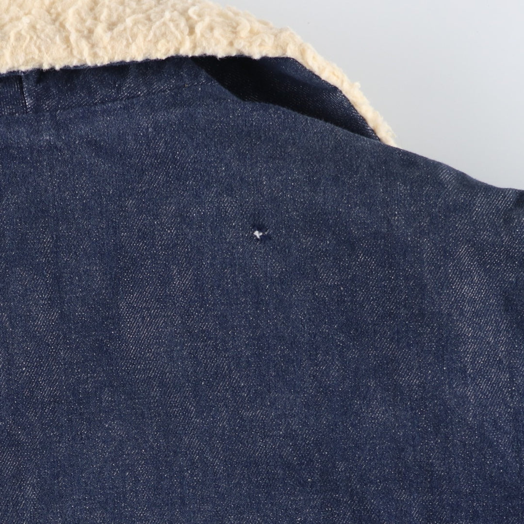 Vintage 1970'S Sears ROEBUCKS butt-dyed denim boa lunch coat, men's size L unclear blue type Vintage Second Hand