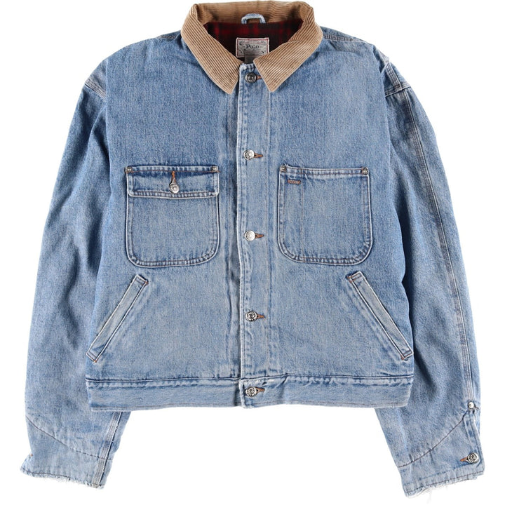 Vintage 1980'S Polo Ralph Lauren padded denim jacket, white tag, made in the USA, size L, men's. cotton blue type Vintage Second Hand