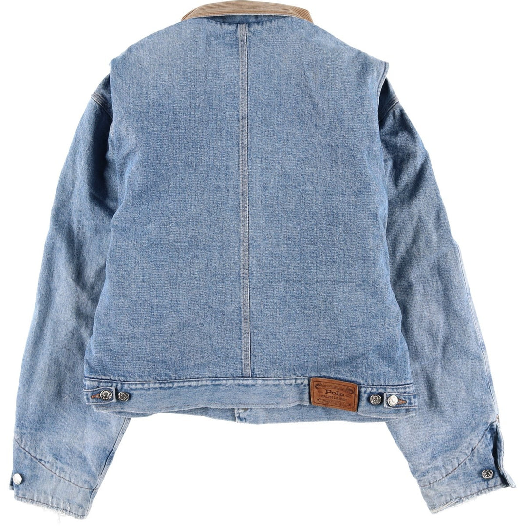 Vintage 1980'S Polo Ralph Lauren padded denim jacket, white tag, made in the USA, size L, men's. cotton blue type Vintage Second Hand