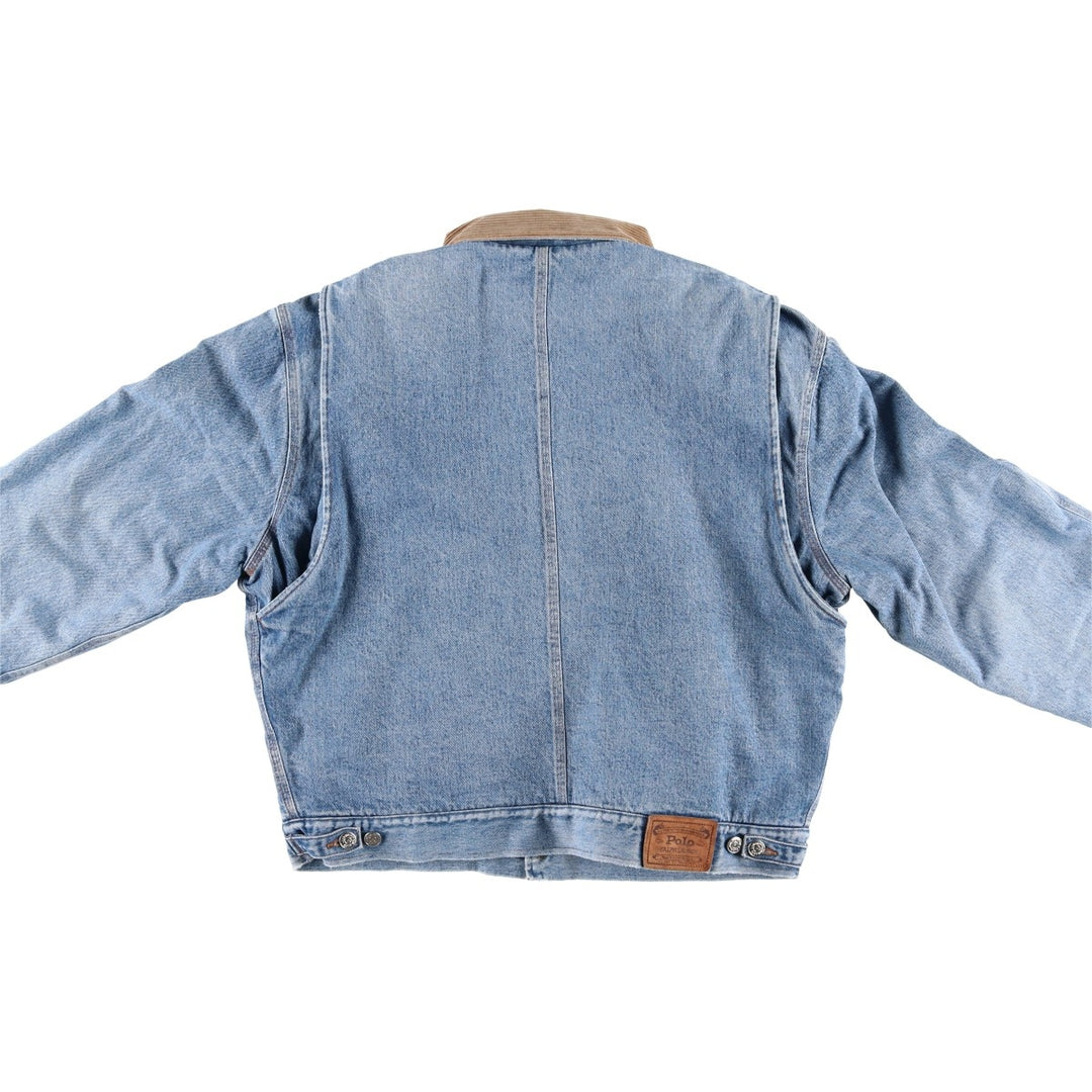Vintage 1980'S Polo Ralph Lauren padded denim jacket, white tag, made in the USA, size L, men's. cotton blue type Vintage Second Hand