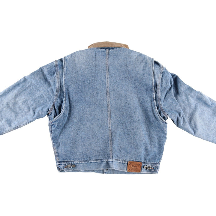 Vintage 1980'S Polo Ralph Lauren padded denim jacket, white tag, made in the USA, size L, men's. cotton blue type Vintage Second Hand