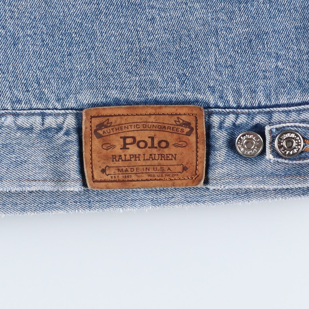 Vintage 1980'S Polo Ralph Lauren padded denim jacket, white tag, made in the USA, size L, men's. cotton blue type Vintage Second Hand