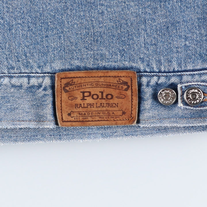 Vintage 1980'S Polo Ralph Lauren padded denim jacket, white tag, made in the USA, size L, men's. cotton blue type Vintage Second Hand