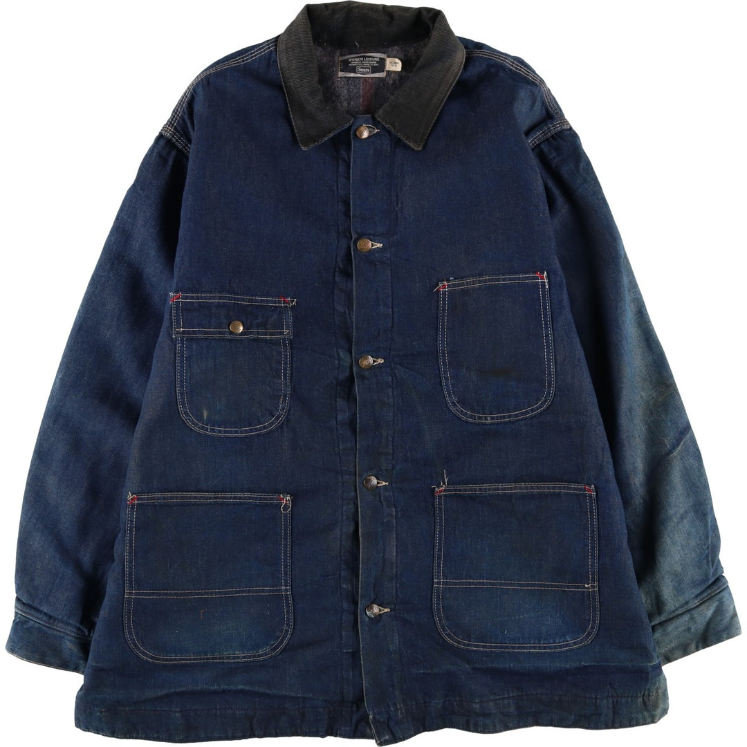 Vintage 1970'S Sears Work 'n Leisure bat-dyed denim coveralls, men's size XXL unclear blue type Vintage Second Hand