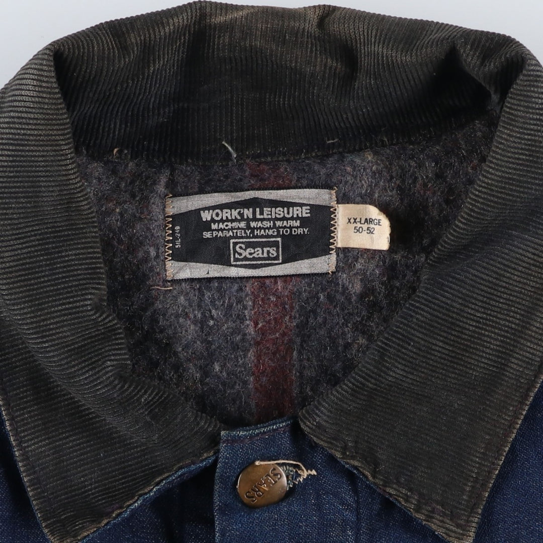 Vintage 1970'S Sears Work 'n Leisure bat-dyed denim coveralls, men's size XXL unclear blue type Vintage Second Hand