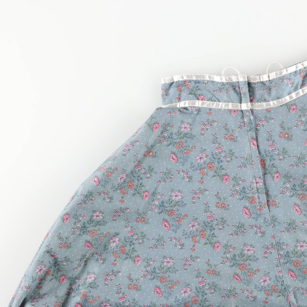 Vintage 1970'S Gunne Sax floral lace-up cotton midi-length flared skirt, size XS, women's cotton Blue type light blue Vintage Second Hand