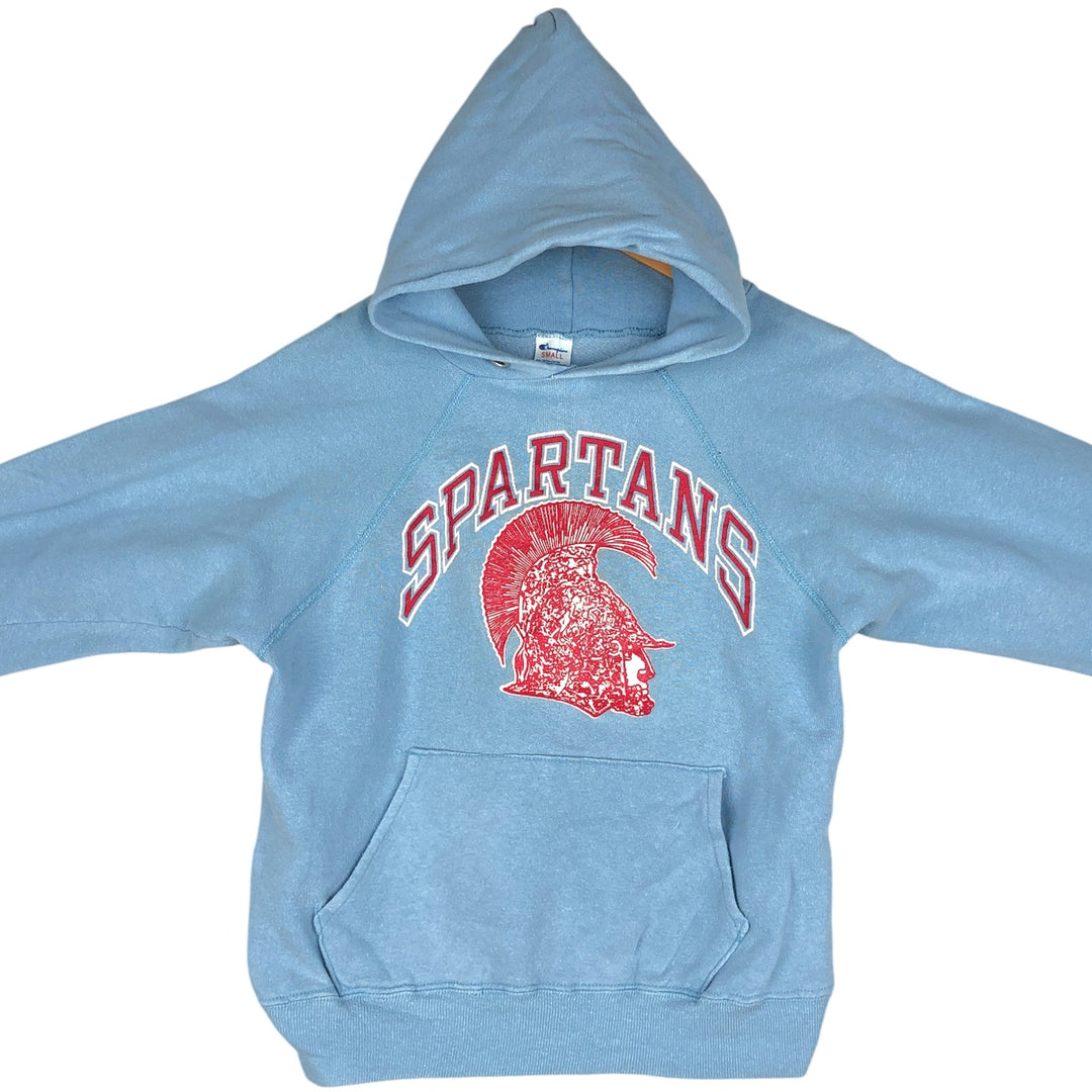 Vintage 1980'S Champion Trico Tag Cropped Pullover Hoodie, Made in USA, Women's Size Small cotton Blue type light blue Vintage Second Hand