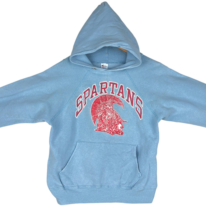 Vintage 1980'S Champion Trico Tag Cropped Pullover Hoodie, Made in USA, Women's Size Small cotton Blue type light blue Vintage Second Hand