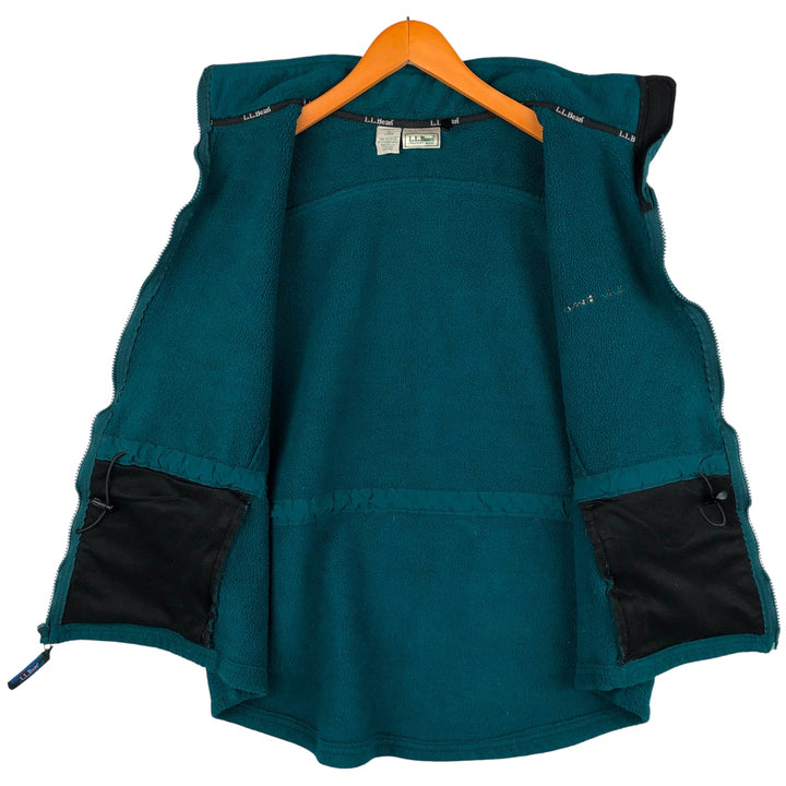 LLBean fleece vest, made in the USA, women's size L polyester green type Vintage Second Hand