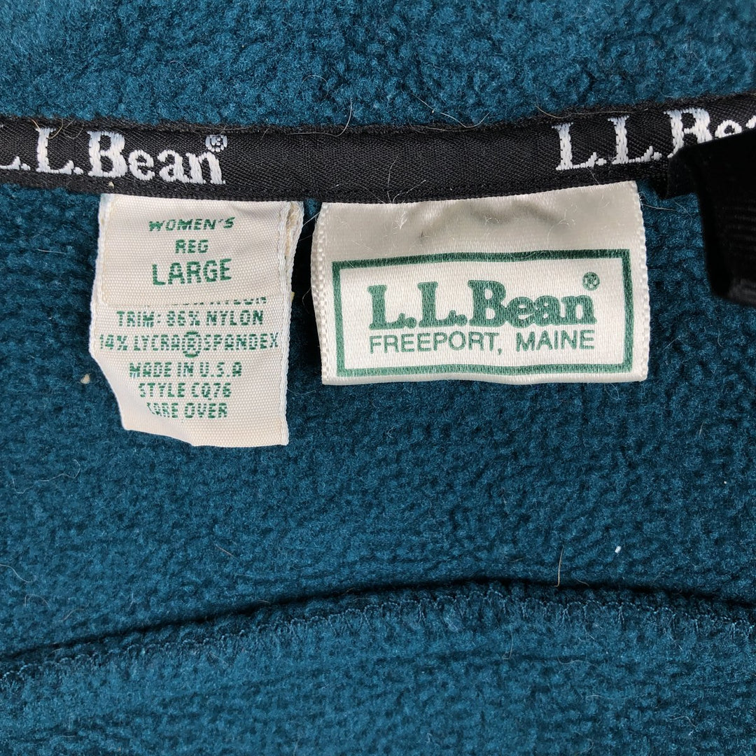 LLBean fleece vest, made in the USA, women's size L polyester green type Vintage Second Hand