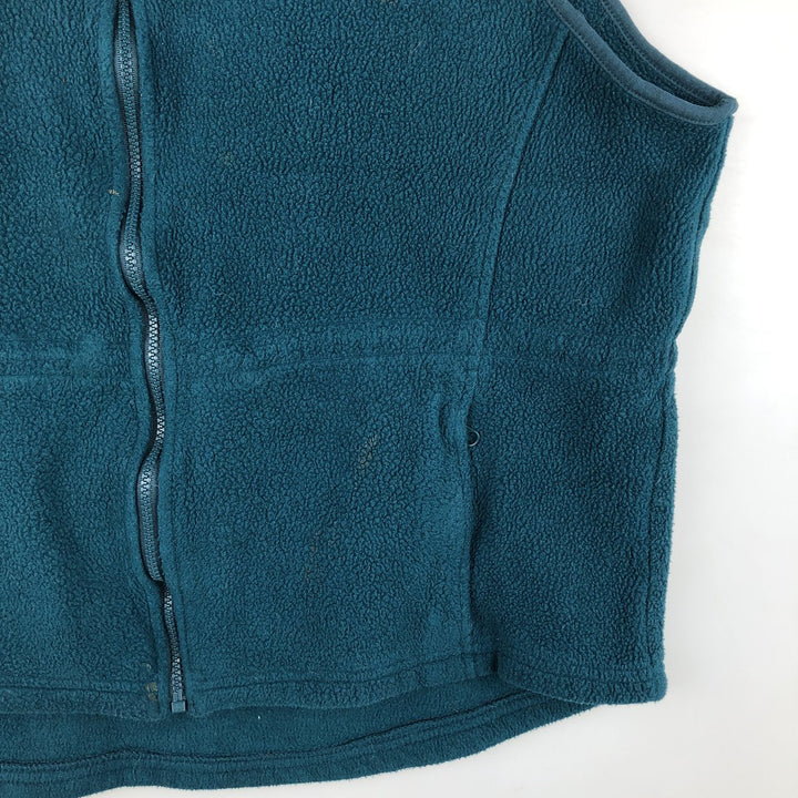 LLBean fleece vest, made in the USA, women's size L polyester green type Vintage Second Hand