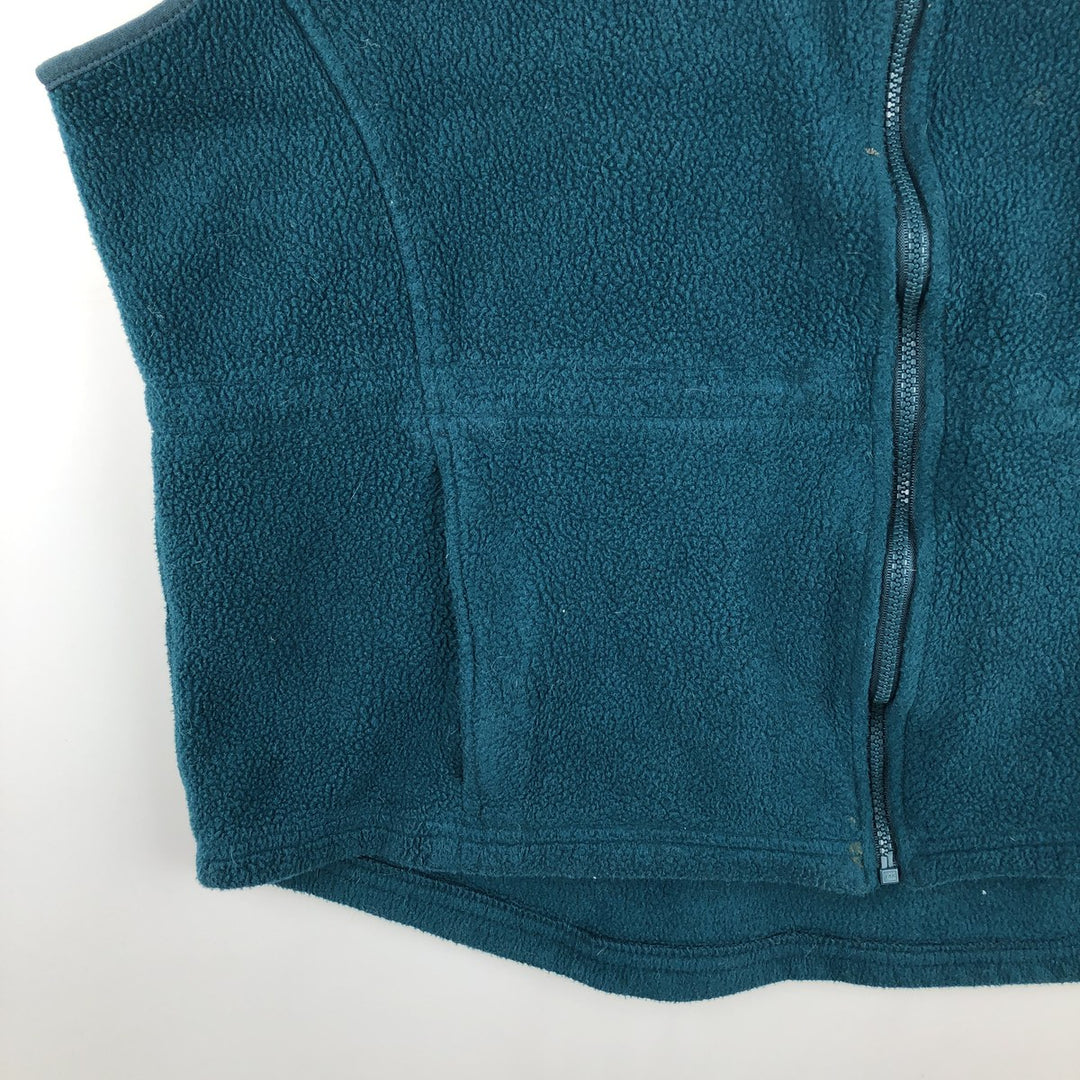 LLBean fleece vest, made in the USA, women's size L polyester green type Vintage Second Hand