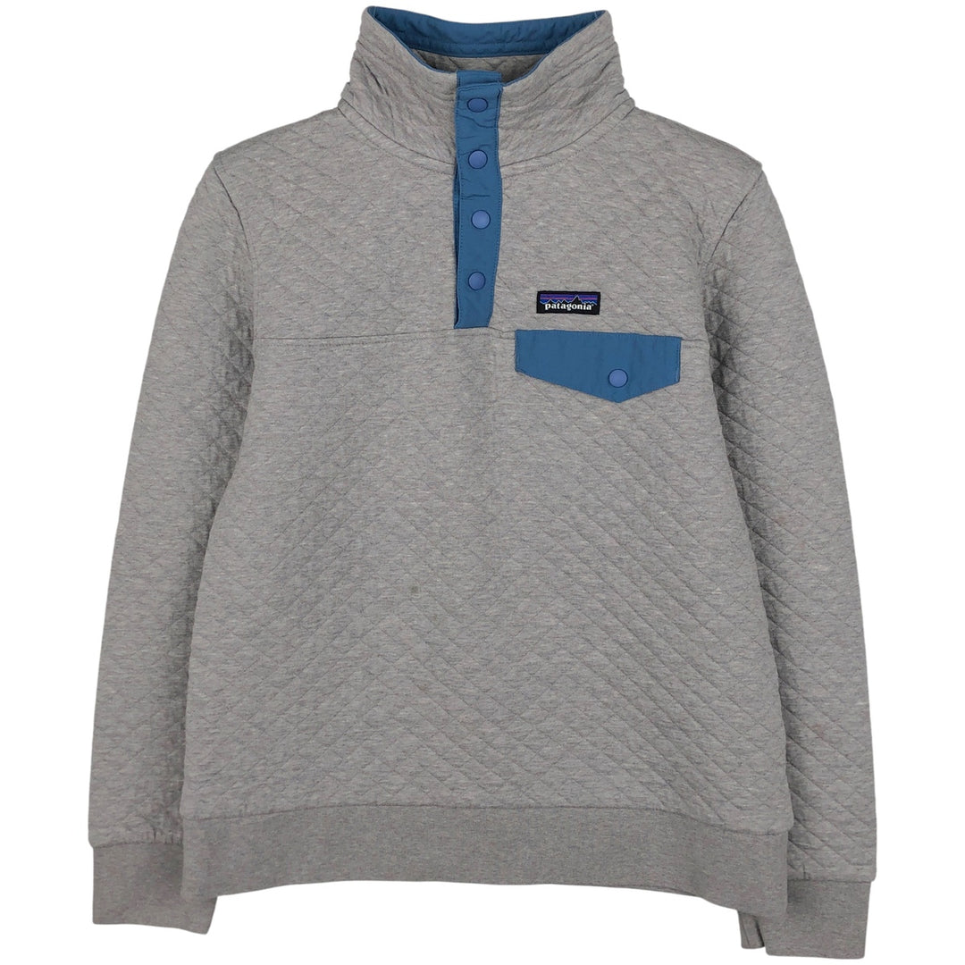 Patagonia Diamond Quilted Snap Tee 25282FA19 Half-Snap Sweatshirt, Women's Size Small cotton gray type Vintage Second Hand
