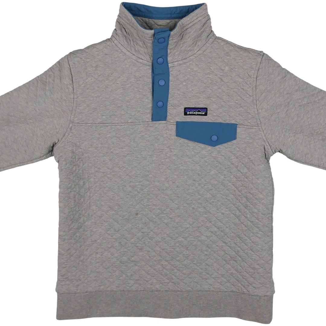 Patagonia Diamond Quilted Snap Tee 25282FA19 Half-Snap Sweatshirt, Women's Size Small cotton gray type Vintage Second Hand
