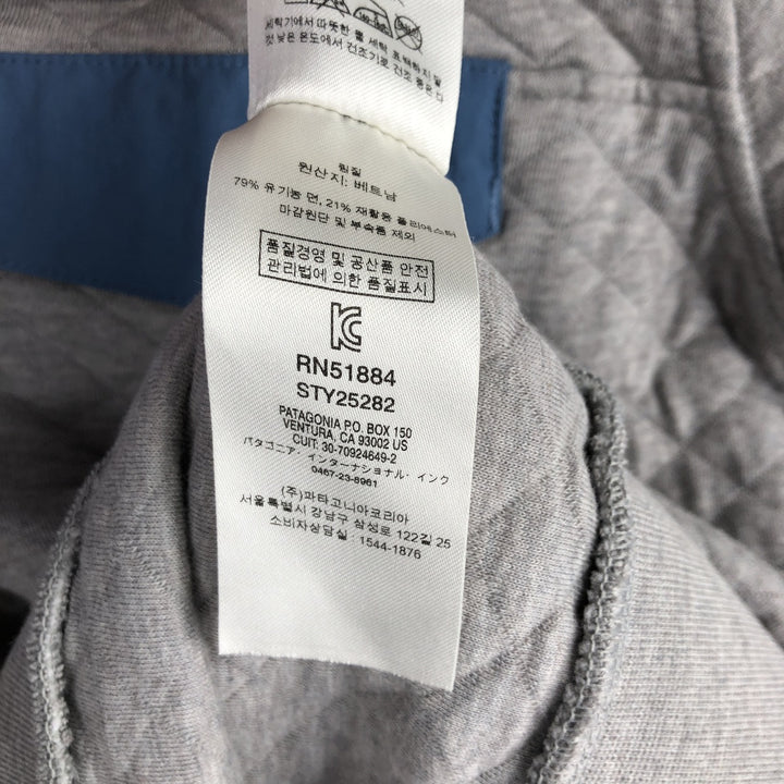 Patagonia Diamond Quilted Snap Tee 25282FA19 Half-Snap Sweatshirt, Women's Size Small cotton gray type Vintage Second Hand