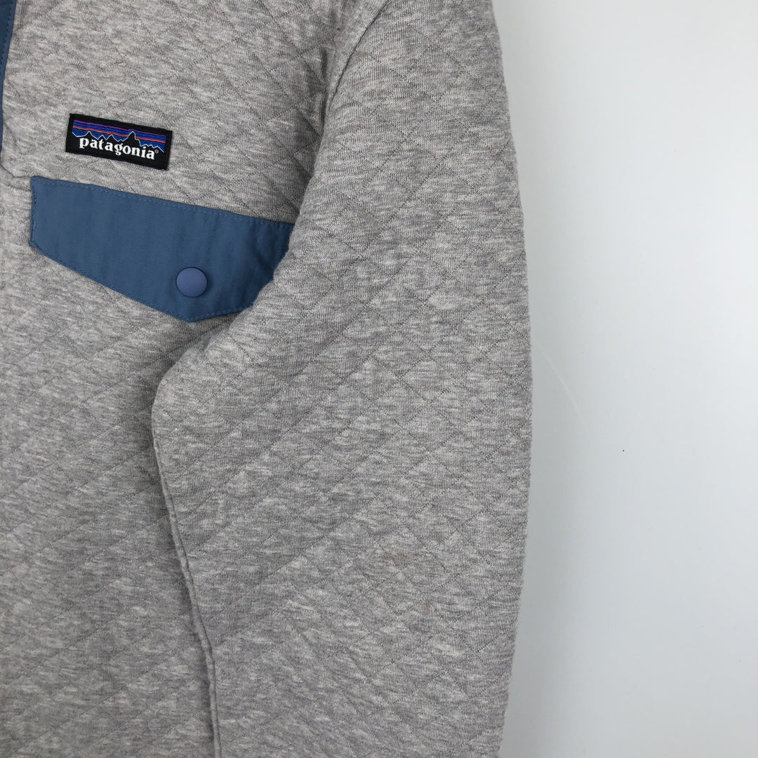 Patagonia Diamond Quilted Snap Tee 25282FA19 Half-Snap Sweatshirt, Women's Size Small cotton gray type Vintage Second Hand