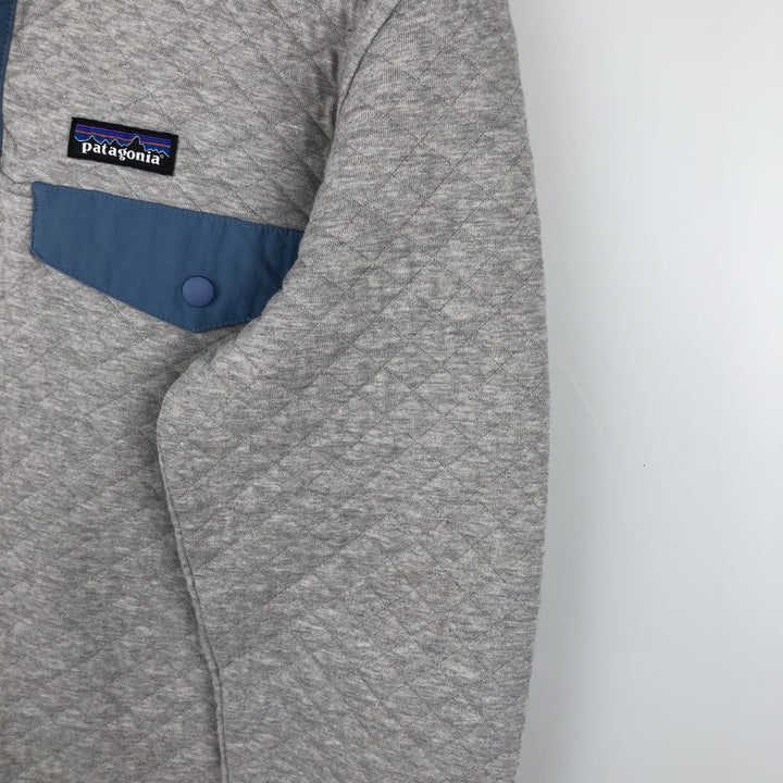 Patagonia Diamond Quilted Snap Tee 25282FA19 Half-Snap Sweatshirt, Women's Size Small cotton gray type Vintage Second Hand