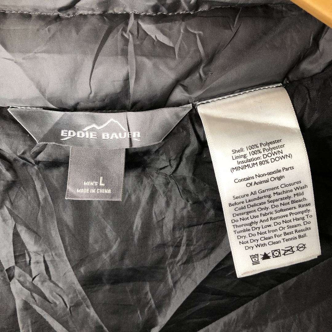 Eddie Bauer 650 Fill Power Down Jacket, Men's Size L polyester Charcoal Vintage Second Hand