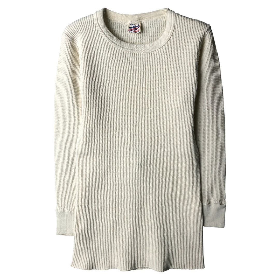 Mohawk Thermal Long T-Shirt, Waffle, Men's Size Medium, Vintage cotton white type Vintage Second Hand