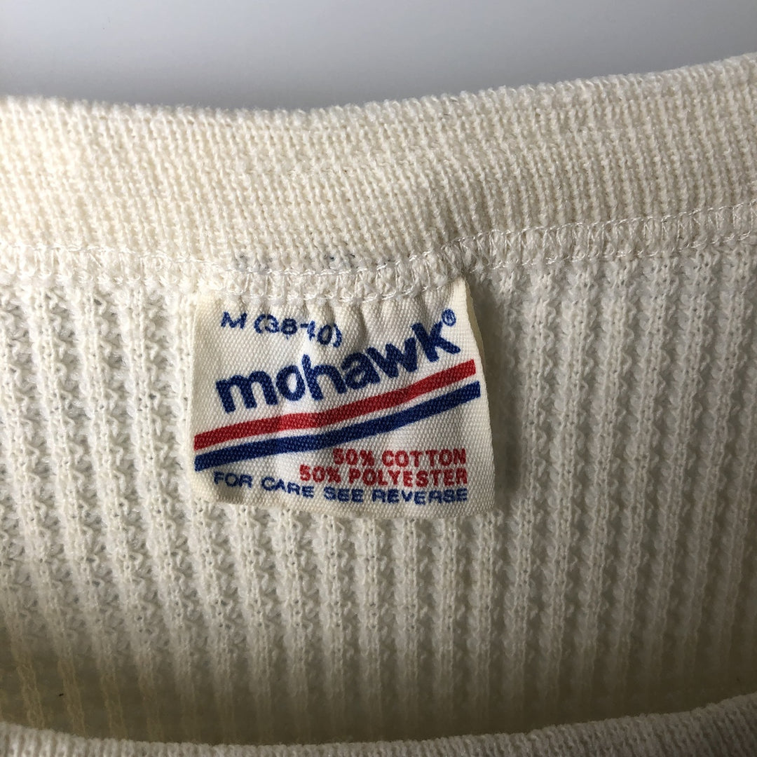 Mohawk Thermal Long T-Shirt, Waffle, Men's Size Medium, Vintage cotton white type Vintage Second Hand