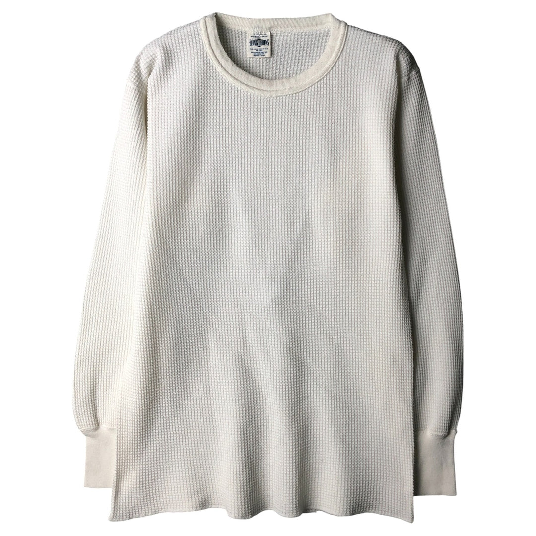 Vintage 80s-90'S LONG JOHNS Thermal Long T-Shirt, Waffle, Made in USA, Men's XL cotton white type Vintage Second Hand