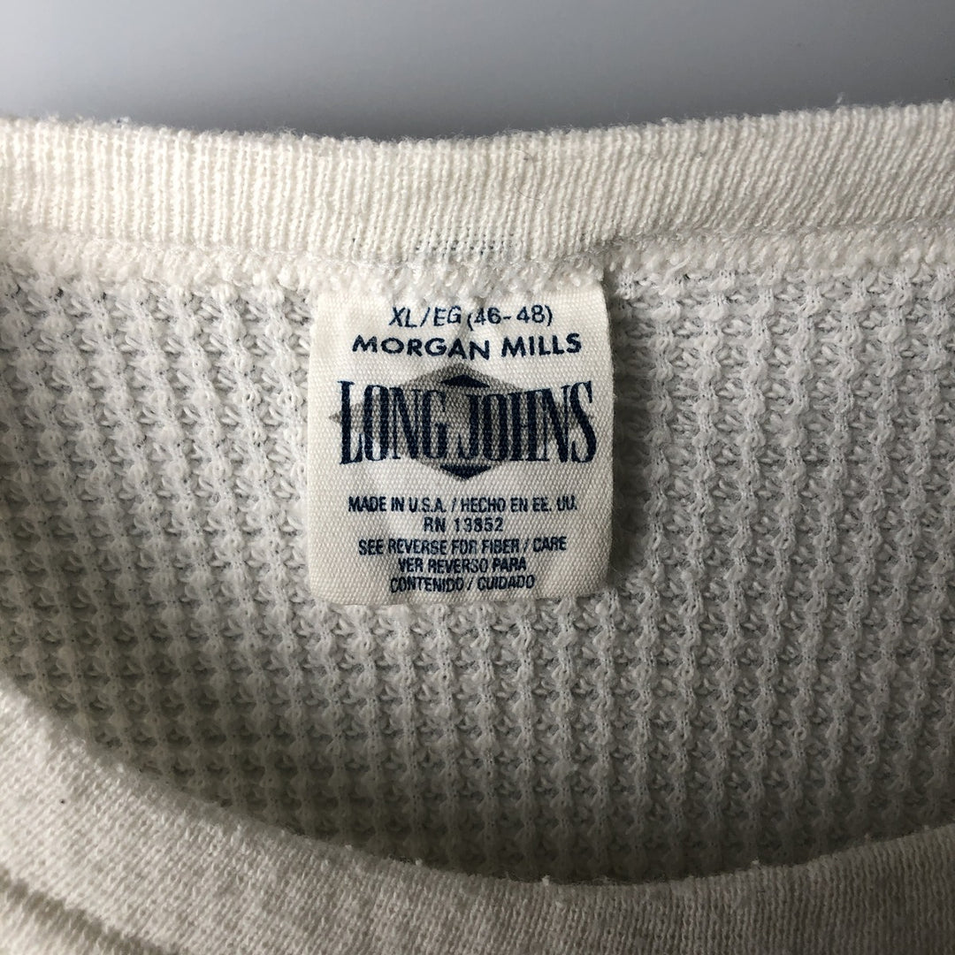 Vintage 80s-90'S LONG JOHNS Thermal Long T-Shirt, Waffle, Made in USA, Men's XL cotton white type Vintage Second Hand