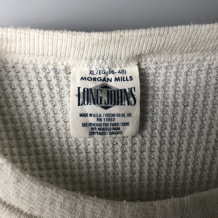 Vintage 80s-90'S LONG JOHNS Thermal Long T-Shirt, Waffle, Made in USA, Men's XL cotton white type Vintage Second Hand
