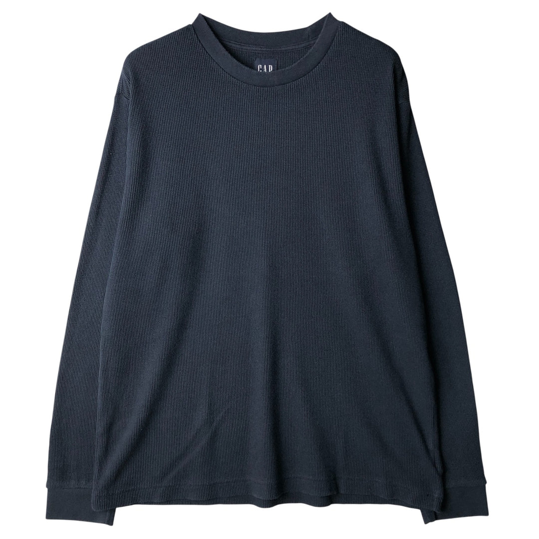 GAP Thermal Long T-Shirt, Waffle, Men's Size L cotton navy blue type Vintage Second Hand