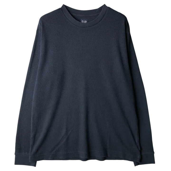 GAP Thermal Long T-Shirt, Waffle, Men's Size L cotton navy blue type Vintage Second Hand