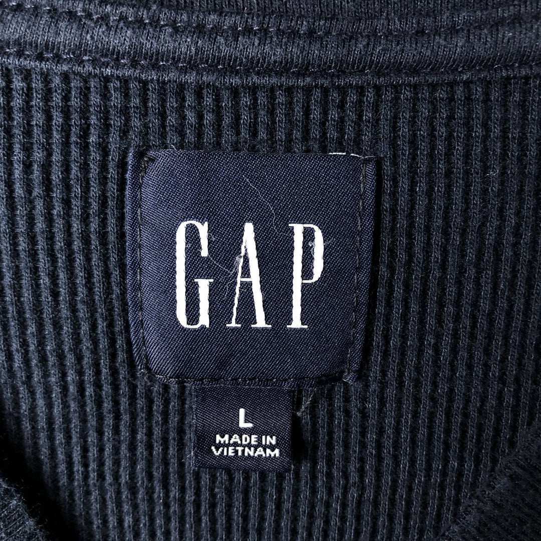 GAP Thermal Long T-Shirt, Waffle, Men's Size L cotton navy blue type Vintage Second Hand