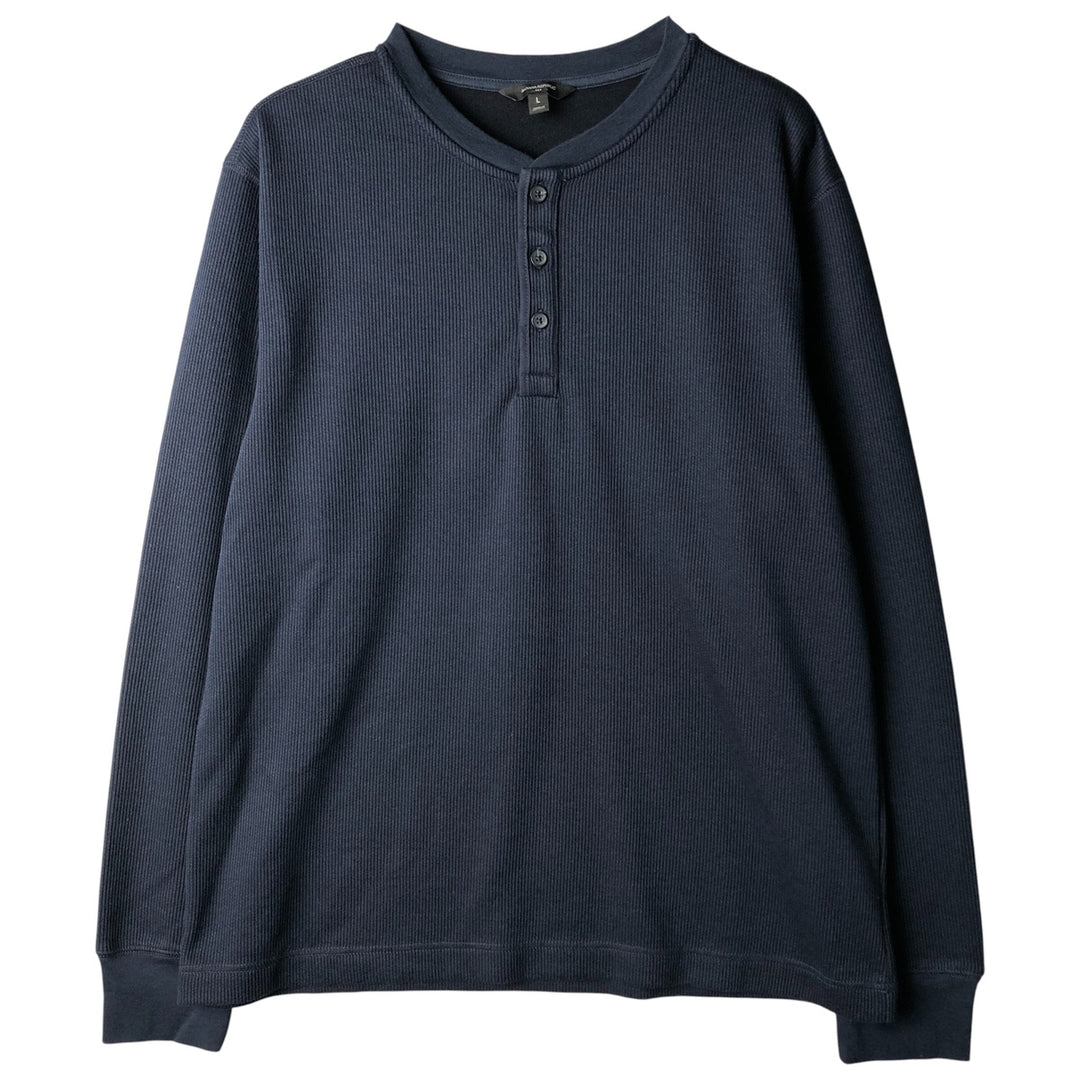 Banana Republic Henley Neck Thermal Long T-Shirt, Men's Size L polyester navy blue type Vintage Second Hand
