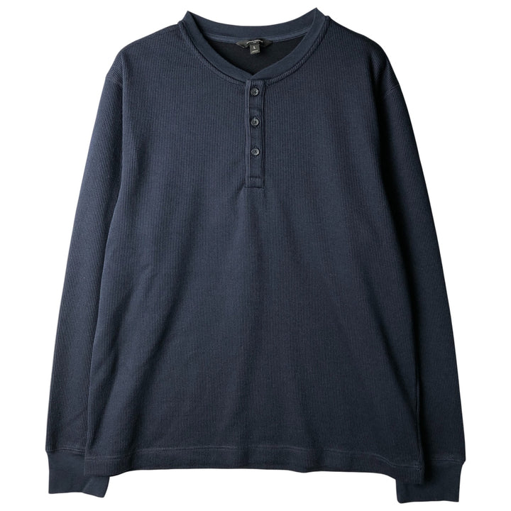 Banana Republic Henley Neck Thermal Long T-Shirt, Men's Size L polyester navy blue type Vintage Second Hand