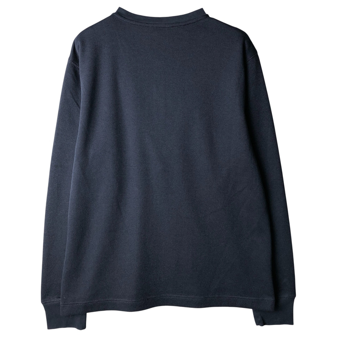 Banana Republic Henley Neck Thermal Long T-Shirt, Men's Size L polyester navy blue type Vintage Second Hand