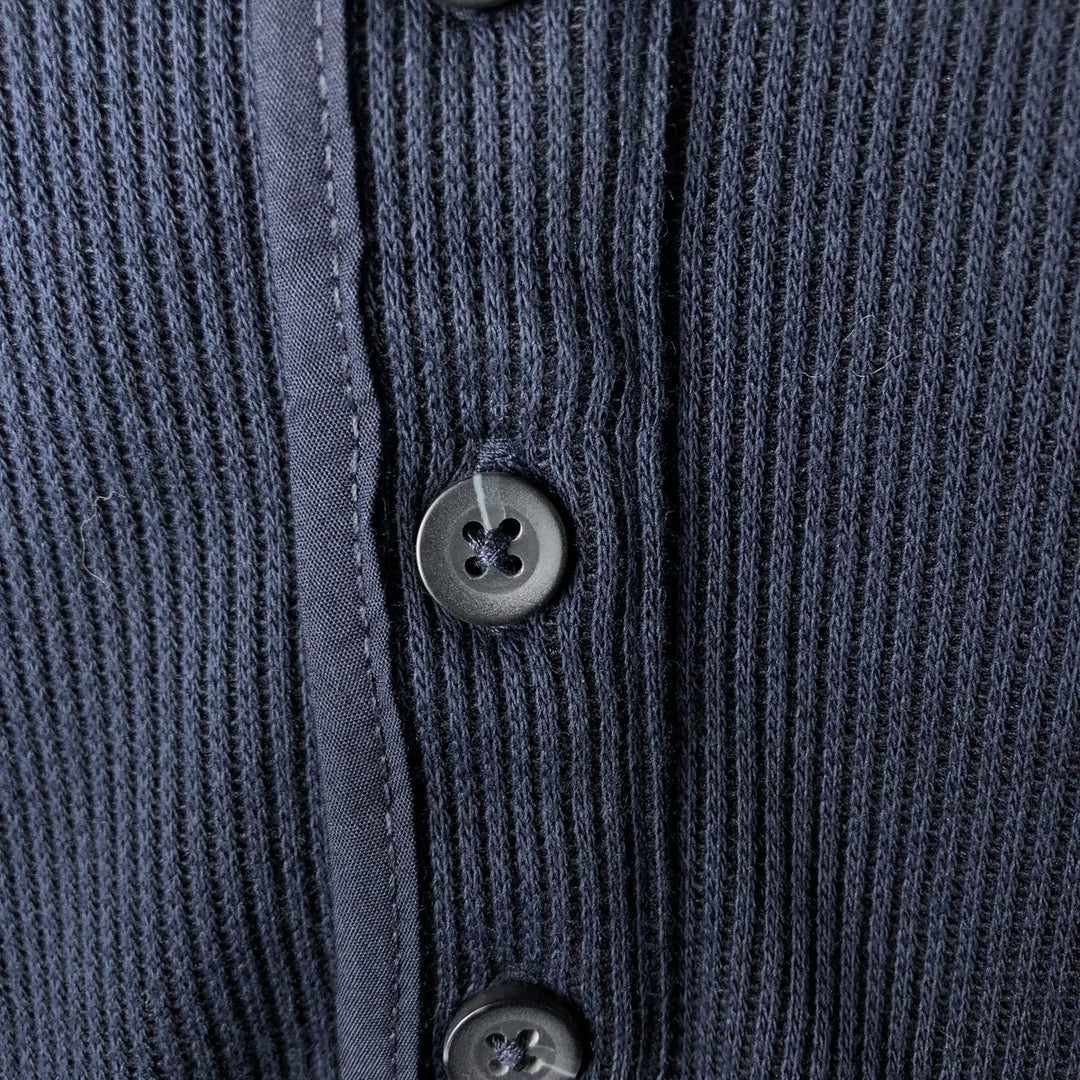 Banana Republic Henley Neck Thermal Long T-Shirt, Men's Size L polyester navy blue type Vintage Second Hand