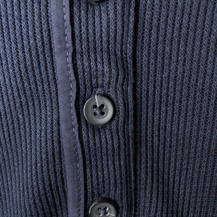 Banana Republic Henley Neck Thermal Long T-Shirt, Men's Size L polyester navy blue type Vintage Second Hand